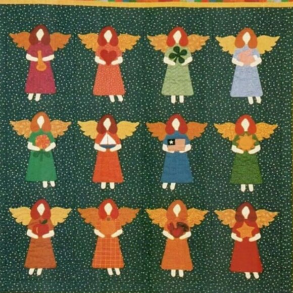 Angels Throughout the Year Wall Hanging Quilt Pattern Primitive Folk Art - Picture 2 of 2